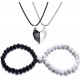 4PCS Two Souls One Heart Matching Necklaces Bracelets For Couples Magnet Wishing Stone Necklaces Pandent Set Bead Braided Adjustable Bracelets Mutual Attraction Friendship Couples